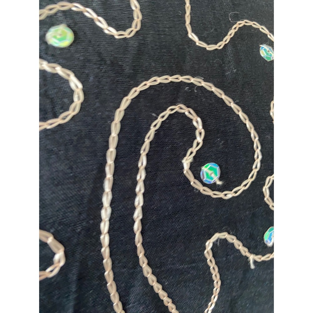 Island Planet Beaded Embroidered Floral Tie Dye Sequin Black Kaftan Cover Up‎ OS - Picture 9 of 10